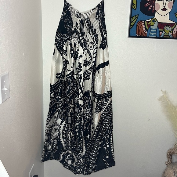 Cache Black and White Sleeveless Maxi Sundress 100% Silk - Picture 2 of 9
